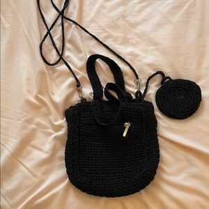 Elegant Black Crochet Shoulder Bag